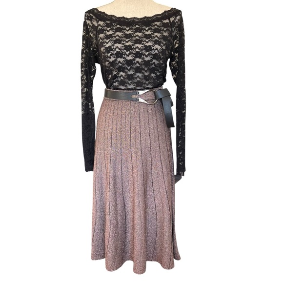 Reiss Bronze Metallic Shimmer Knitted Midi Skirt Size Small NWT - Picture 13 of 16